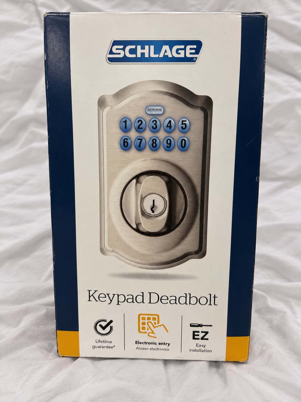 Schlage Camelot Satin Nickel Electronic Keypad Deadbolt Door Lock BE365